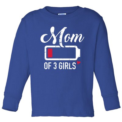 Mom Of 3 Low Battery Cute Gift Toddler Long Sleeve Shirt