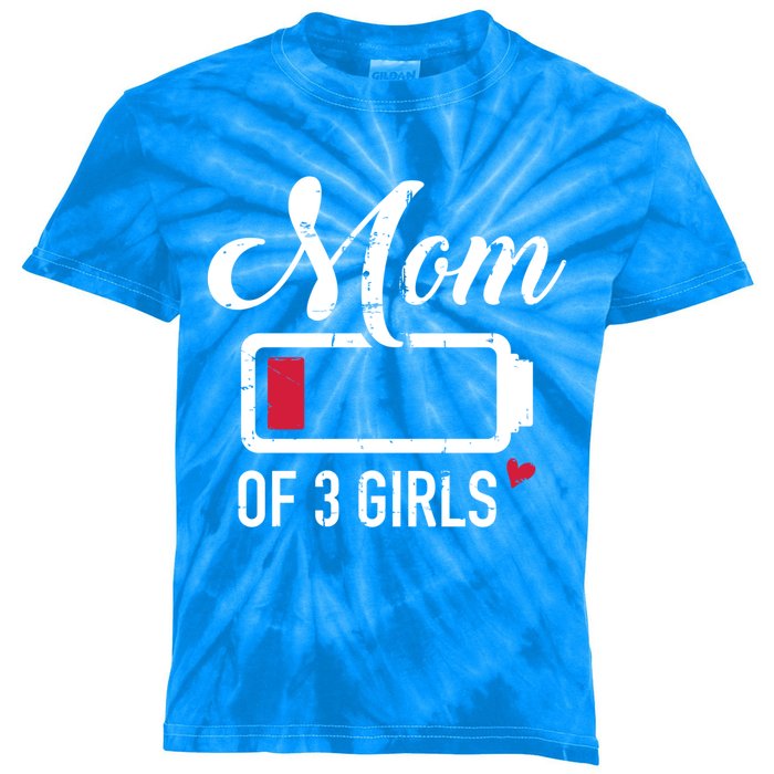 Mom Of 3 Low Battery Cute Gift Kids Tie-Dye T-Shirt