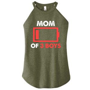 Mom of 3 Boy Gift From Son Mothers Day Birthday Low Battery Women's Perfect Tri Rocker Tank