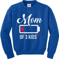 Mom Of 3 Low Battery Great Gift Kids Sweatshirt