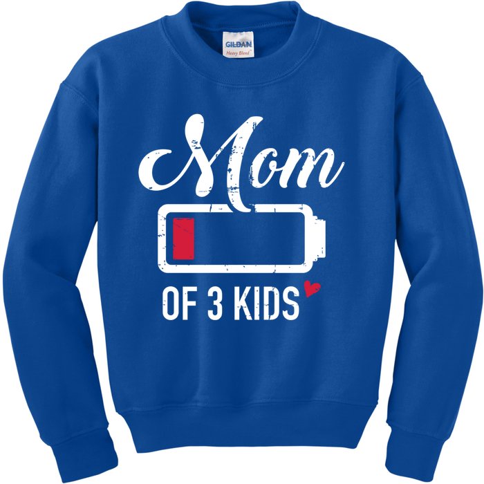 Mom Of 3 Low Battery Great Gift Kids Sweatshirt