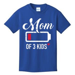 Mom Of 3 Low Battery Great Gift Kids T-Shirt