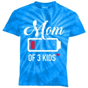 Mom Of 3 Low Battery Great Gift Kids Tie-Dye T-Shirt