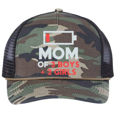 Mom of 3 Boy 2 Girl Mothers Day Gifts from Daughter Retro Rope Trucker Hat Cap