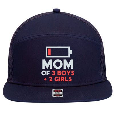 Mom of 3 Boy 2 Girl Mothers Day Gifts from Daughter 7 Panel Mesh Trucker Snapback Hat