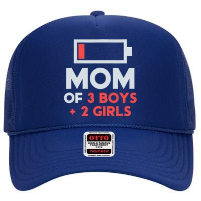 Mom of 3 Boy 2 Girl Mothers Day Gifts from Daughter High Crown Mesh Back Trucker Hat