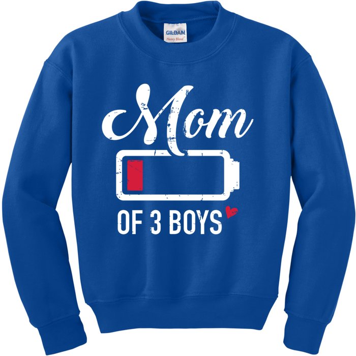 Mom Of 3 Low Battery Great Gift Kids Sweatshirt