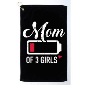 Mom Of 3 Low Battery Great Gift Platinum Collection Golf Towel