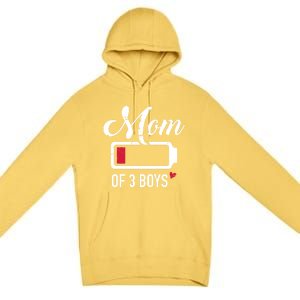 Mom Of 3 Low Battery Gift Premium Pullover Hoodie