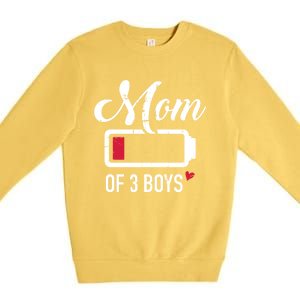 Mom Of 3 Low Battery Gift Premium Crewneck Sweatshirt