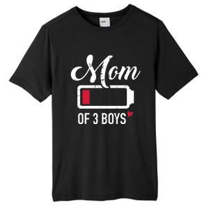 Mom Of 3 Low Battery Gift Tall Fusion ChromaSoft Performance T-Shirt