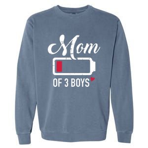 Mom Of 3 Low Battery Gift Garment-Dyed Sweatshirt