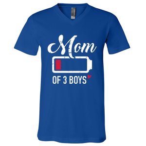 Mom Of 3 Low Battery Gift V-Neck T-Shirt