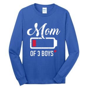 Mom Of 3 Low Battery Gift Tall Long Sleeve T-Shirt