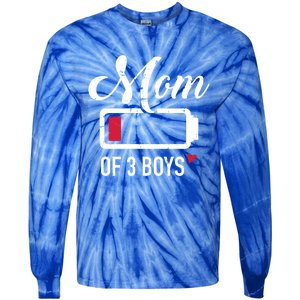 Mom Of 3 Low Battery Gift Tie-Dye Long Sleeve Shirt