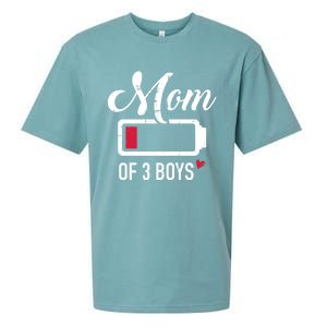 Mom Of 3 Low Battery Gift Sueded Cloud Jersey T-Shirt