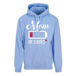 Mom Of 3 Low Battery Gift Unisex Surf Hoodie