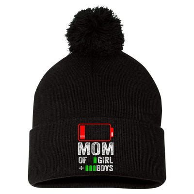 Mom of 3  1  Gift from kid Mothers Day Birthday  Pom Pom 12in Knit Beanie