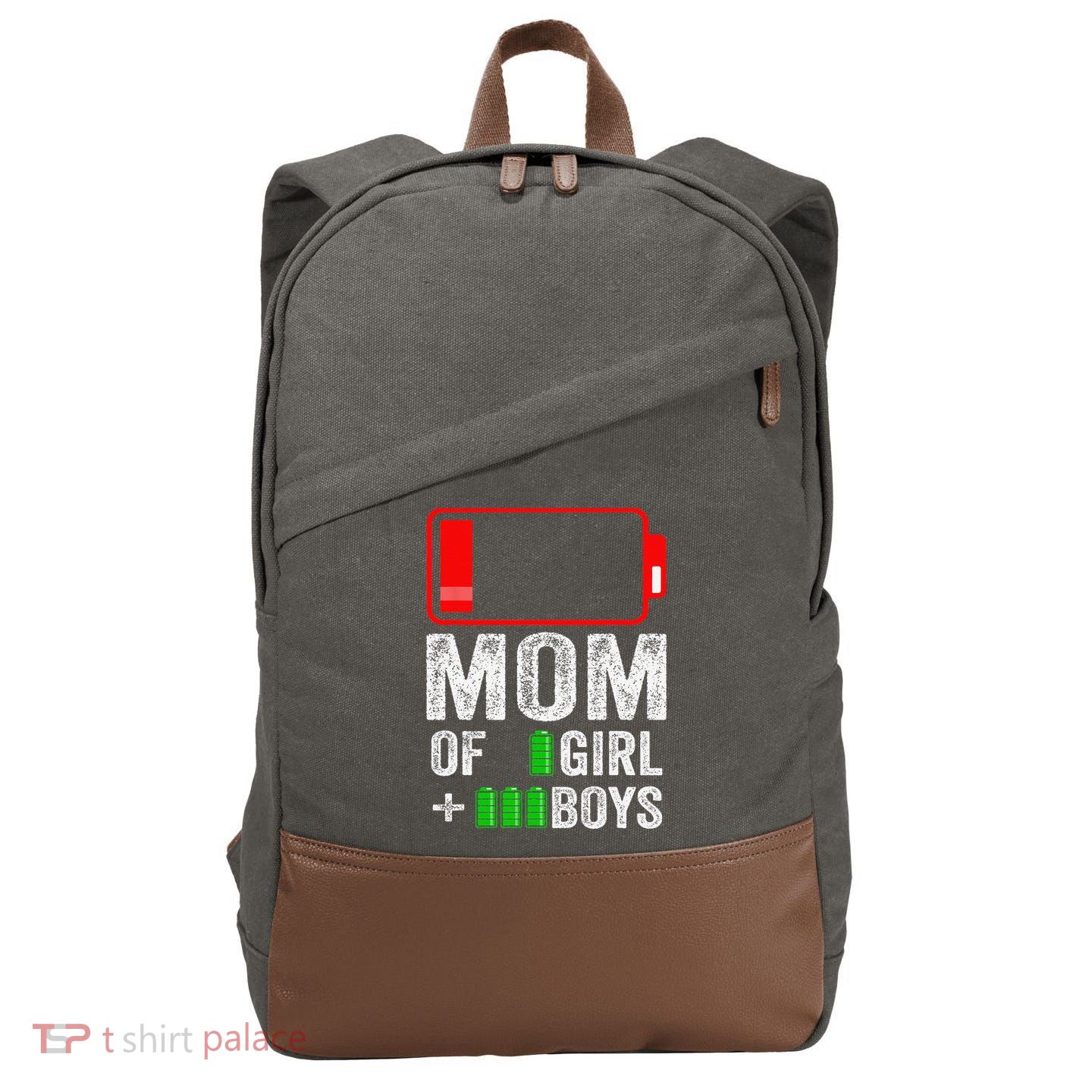 Mom of 3  1  Gift from kid Mothers Day Birthday  Cotton Canvas Backpack