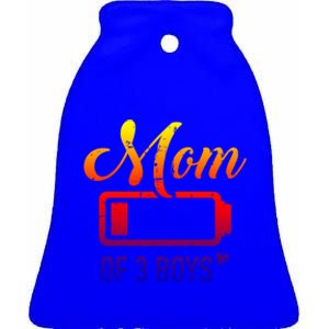 Mom Of 3 Low Battery Gift Ceramic Bell Ornament