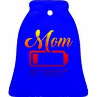 Mom Of 3 Low Battery Gift Ceramic Bell Ornament