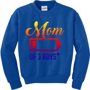 Mom Of 3 Low Battery Gift Kids Sweatshirt