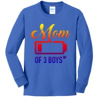 Mom Of 3 Low Battery Gift Kids Long Sleeve Shirt