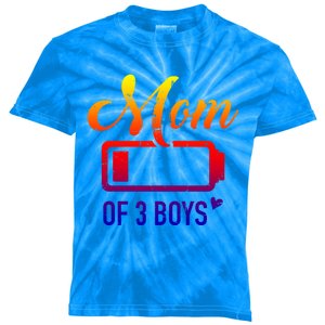 Mom Of 3 Low Battery Gift Kids Tie-Dye T-Shirt