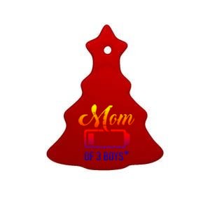 Mom Of 3 Low Battery Gift Ceramic Tree Ornament