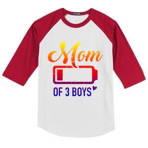 Mom Of 3 Low Battery Gift Kids Colorblock Raglan Jersey