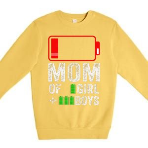 Mom Of 3 1 Gift From Mothers Day Birthday Women Premium Crewneck Sweatshirt