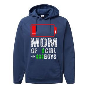 Mom Of 3 1 Gift From Mothers Day Birthday Women Performance Fleece Hoodie