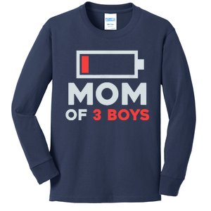 Mom Of 3 Cute Gift From Son Mothers Day Birthday Women Kids Long Sleeve Shirt