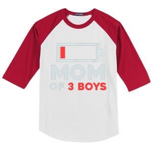 Mom Of 3 Cute Gift From Son Mothers Day Birthday Women Kids Colorblock Raglan Jersey