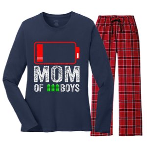 Mom Of 3 Gift From Son Mothers Day Birthday Women Women's Long Sleeve Flannel Pajama Set 