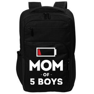 Mom Of 5 Clothing Gift For Mother Wife Mom Funny Gift Impact Tech Backpack