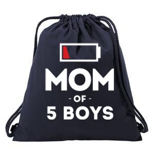 Mom Of 5 Clothing Gift For Mother Wife Mom Funny Gift Drawstring Bag