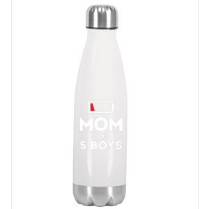 Mom Of 5 Clothing Gift For Mother Wife Mom Funny Gift Stainless Steel Insulated Water Bottle