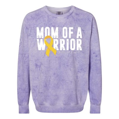 Mom Of A Warrior Childhood Cancer Awareness Colorblast Crewneck Sweatshirt