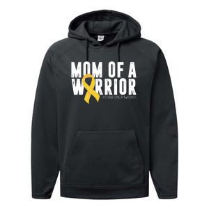 Mom Of A Warrior Childhood Cancer Awareness Performance Fleece Hoodie