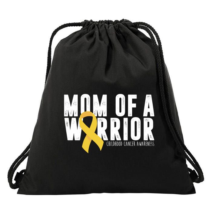 Mom Of A Warrior Childhood Cancer Awareness Drawstring Bag