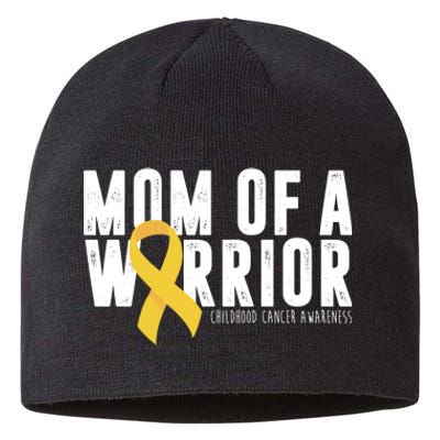 Mom Of A Warrior Childhood Cancer Awareness Sustainable Beanie