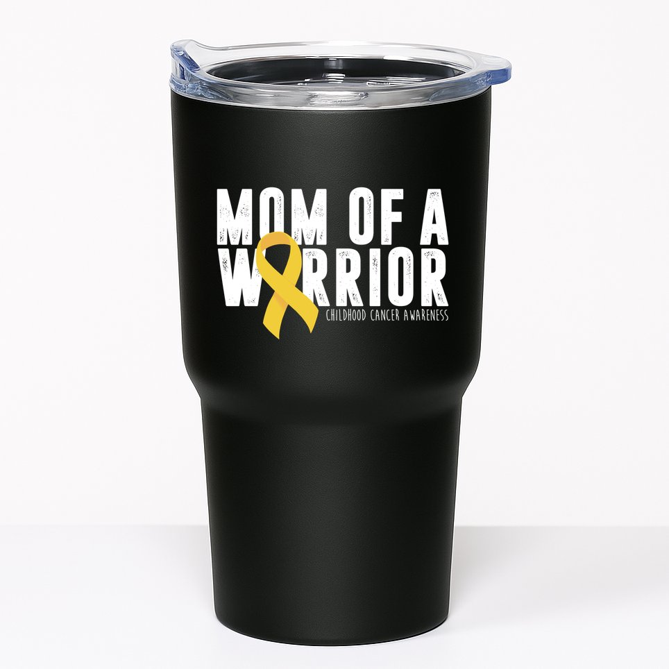 Mom Of A Warrior Childhood Cancer Awareness Tumbler