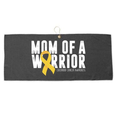 Mom Of A Warrior Childhood Cancer Awareness Large Microfiber Waffle Golf Towel