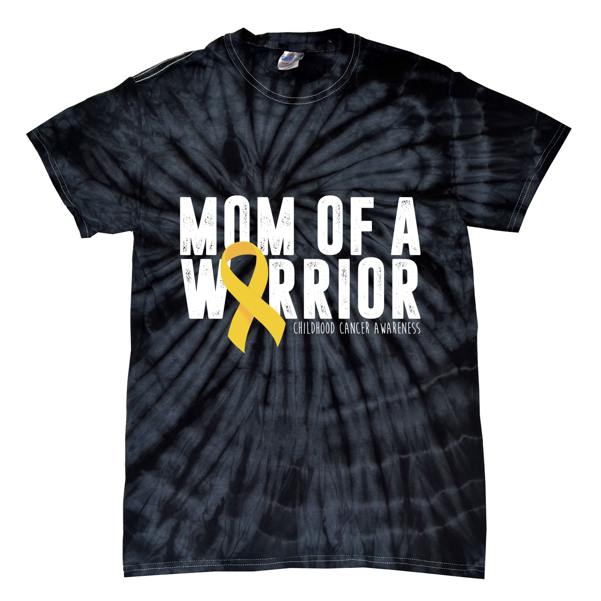 Mom Of A Warrior Childhood Cancer Awareness Tie-Dye T-Shirt