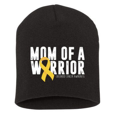 Mom Of A Warrior Childhood Cancer Awareness Short Acrylic Beanie