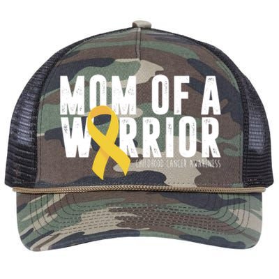 Mom Of A Warrior Childhood Cancer Awareness Retro Rope Trucker Hat Cap