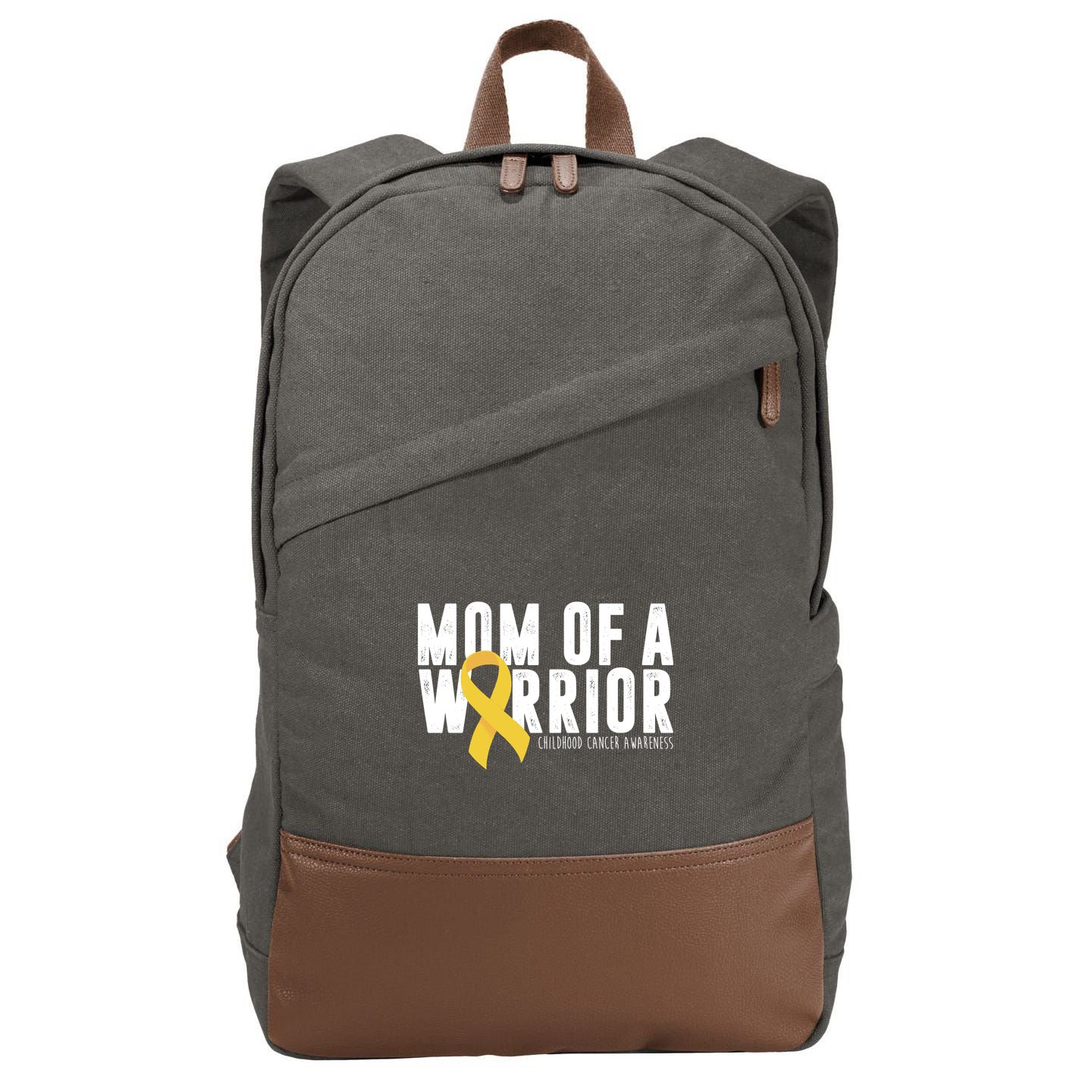 Mom Of A Warrior Childhood Cancer Awareness Cotton Canvas Backpack