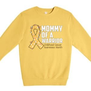 Mommy Of A Warrior Hood Cancer Awareness Cute Gift Premium Crewneck Sweatshirt