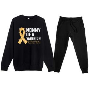 Mommy Of A Warrior Hood Cancer Awareness Cute Gift Premium Crewneck Sweatsuit Set